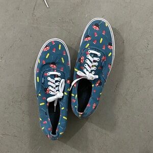 Vans Teal Sneakers with Red and Yellow Accents